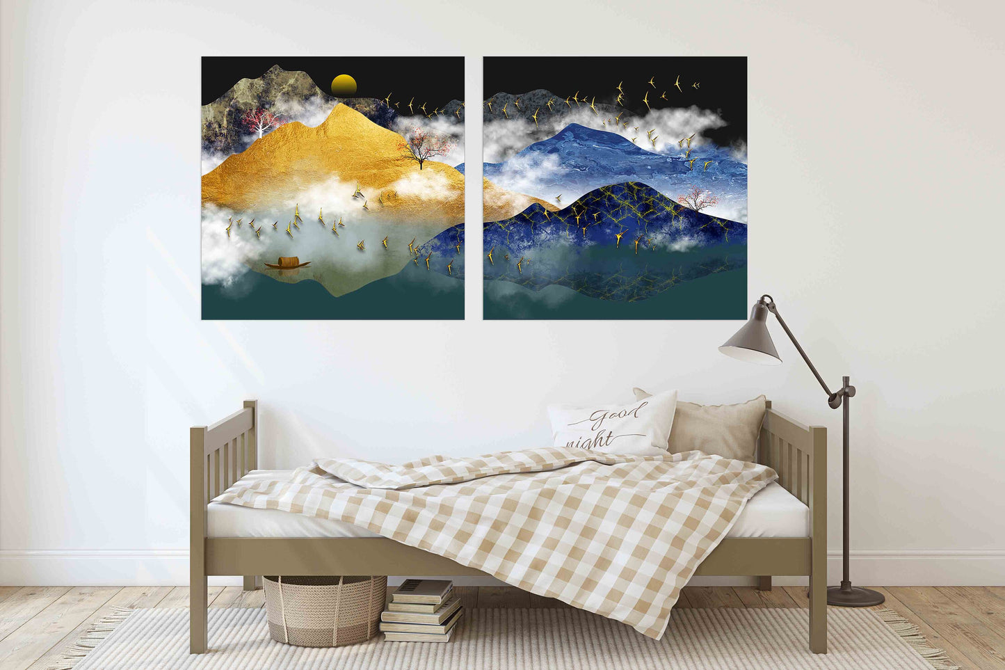 Berge rufen Buntglas Berge Rauchberge Wandkunst 3-teilige Leinwand Felsen und Berge Leinwandgemälde Home Wanddekoration