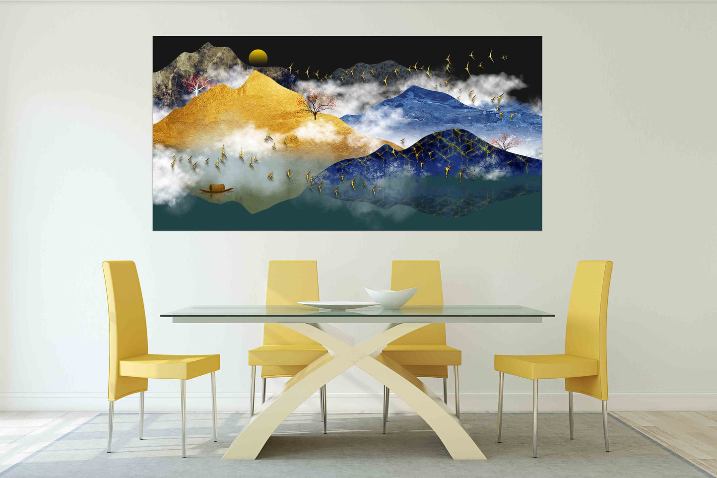 Berge rufen Buntglas Berge Rauchberge Wandkunst 3-teilige Leinwand Felsen und Berge Leinwandgemälde Home Wanddekoration