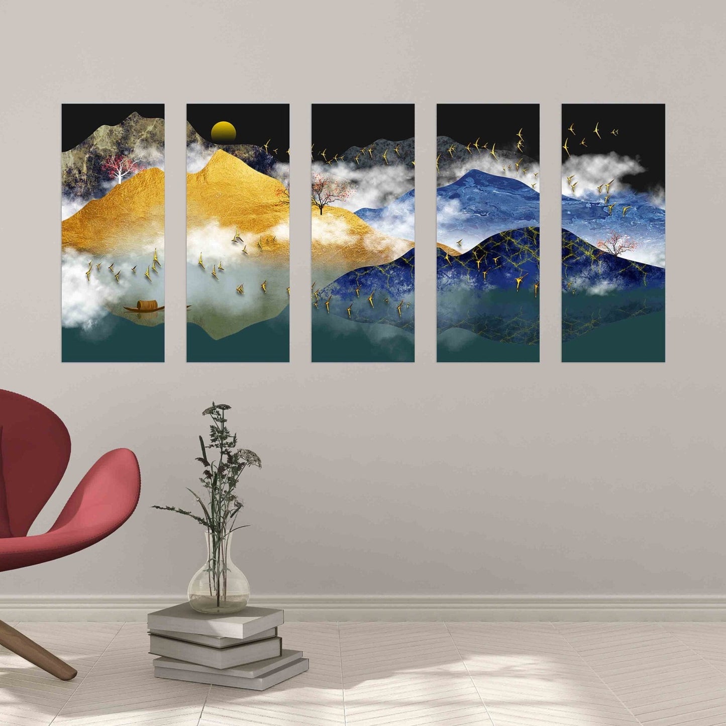 Berge rufen Buntglas Berge Rauchberge Wandkunst 3-teilige Leinwand Felsen und Berge Leinwandgemälde Home Wanddekoration
