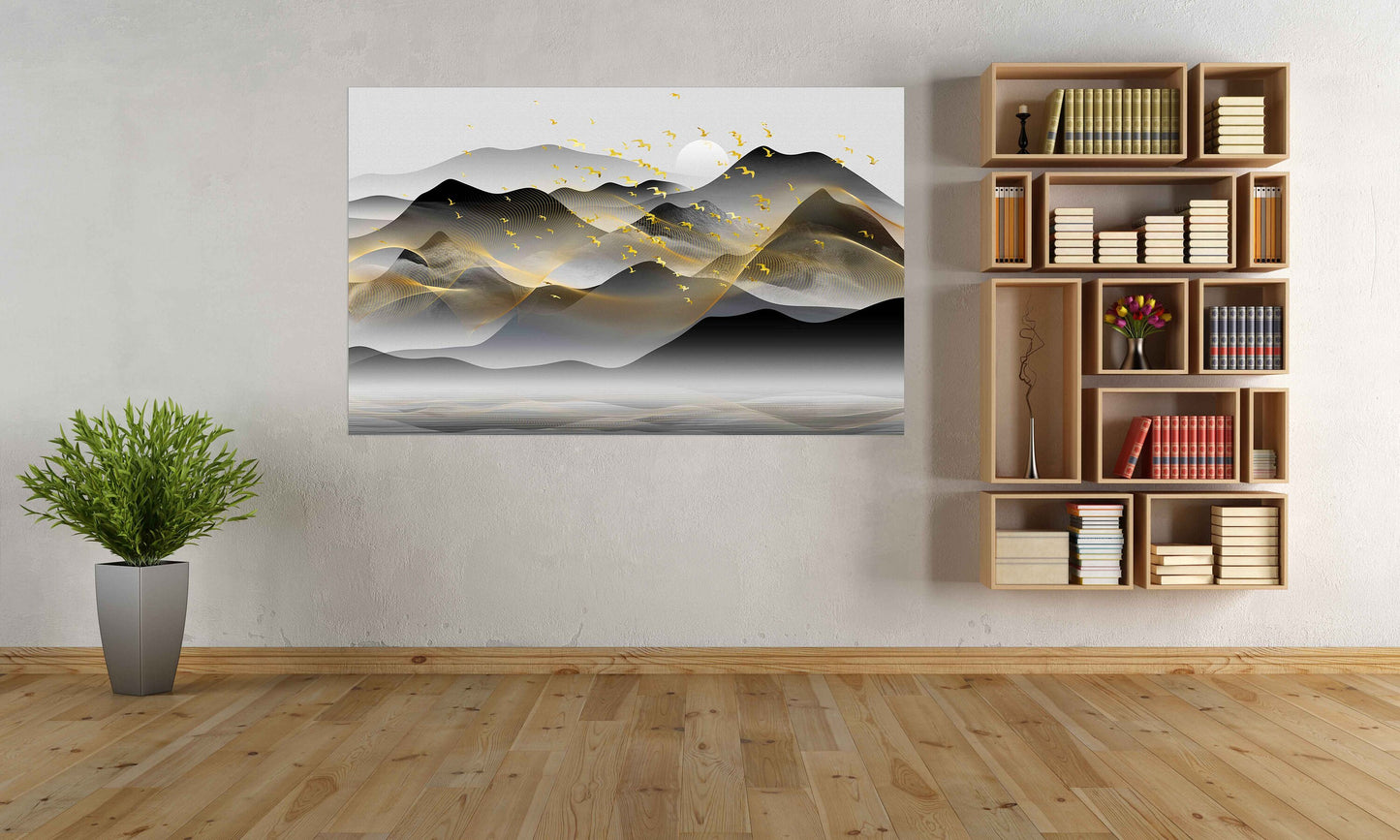 Gerahmte Wandkunst Berge Rauchige Berge Wandkunst Home Wanddekoration Felsen und Berge Home Wanddekoration 3-teilige Leinwand