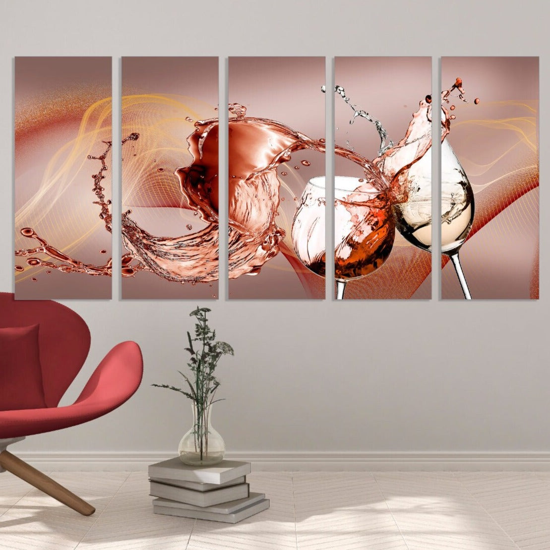 Weinwandkunst, Küchenwanddekoration, Leinwand, extra groß, mehrteiliges Leinwandgemälde, Geschenk zur Wohnungserwärmung, druckbare Kunst, 3-teilige Rahmenleinwand