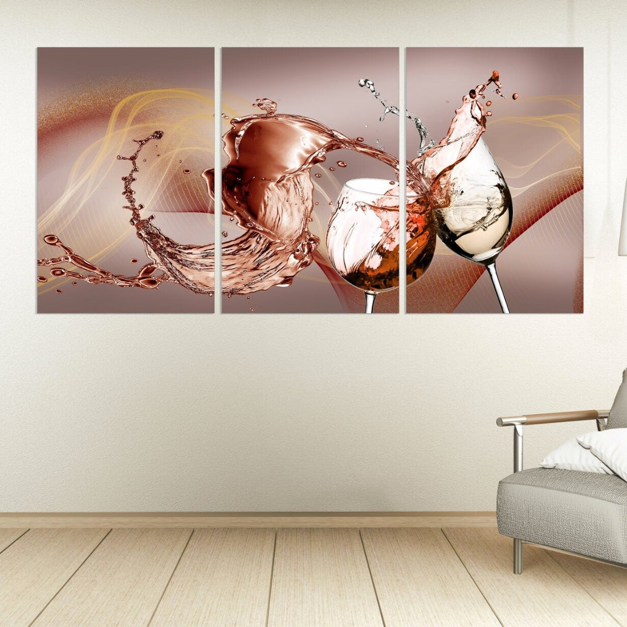 Weinwandkunst, Küchenwanddekoration, Leinwand, extra groß, mehrteiliges Leinwandgemälde, Geschenk zur Wohnungserwärmung, druckbare Kunst, 3-teilige Rahmenleinwand