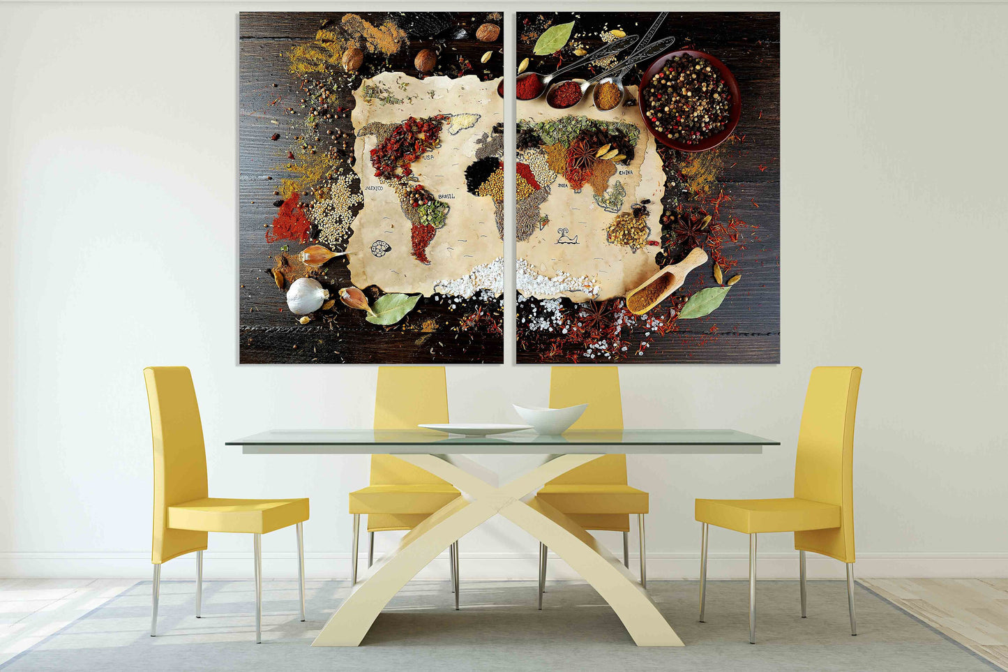 Gewürzset Küchengewürze Druck Gewürze Kunst Landkarte Wandkunst Mehrteilige Wandkunst Küchenwandkunst Extra große Wandkunst Wohnwanddekoration