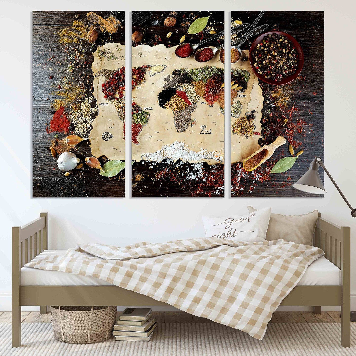 Gewürzset Küchengewürze Druck Gewürze Kunst Landkarte Wandkunst Mehrteilige Wandkunst Küchenwandkunst Extra große Wandkunst Wohnwanddekoration