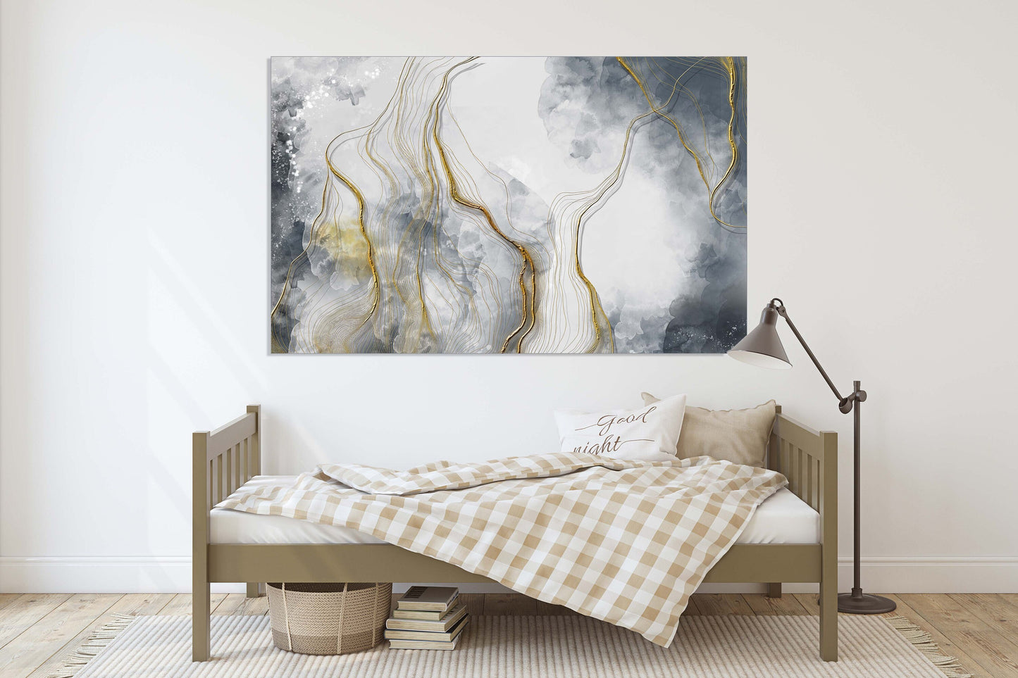 Abstrakte Wandkunst auf Leinwand. Gold- und Schwarz-Wandkunst, horizontale Wandkunst zur Wohndekoration. Abstrakter Kunstdruck. Extra große Wandkunst. Mehrteilige Wandkunst.