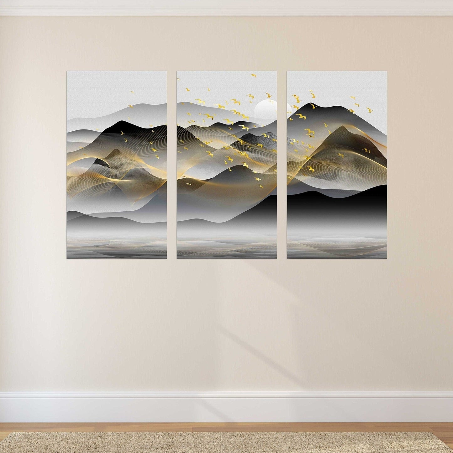 Gerahmte Wandkunst Berge Rauchige Berge Wandkunst Home Wanddekoration Felsen und Berge Home Wanddekoration 3-teilige Leinwand