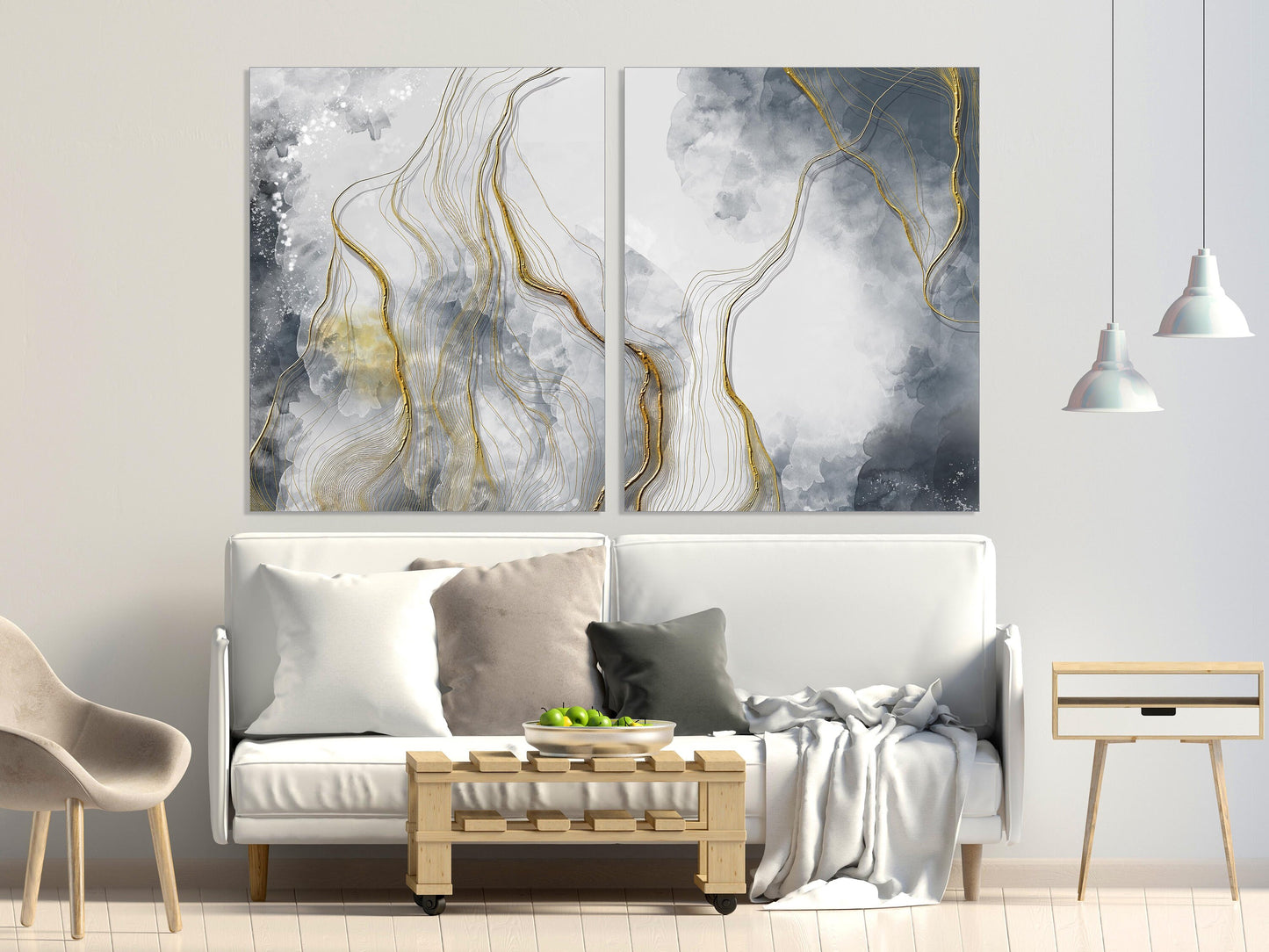 Abstrakte Wandkunst auf Leinwand. Gold- und Schwarz-Wandkunst, horizontale Wandkunst zur Wohndekoration. Abstrakter Kunstdruck. Extra große Wandkunst. Mehrteilige Wandkunst.