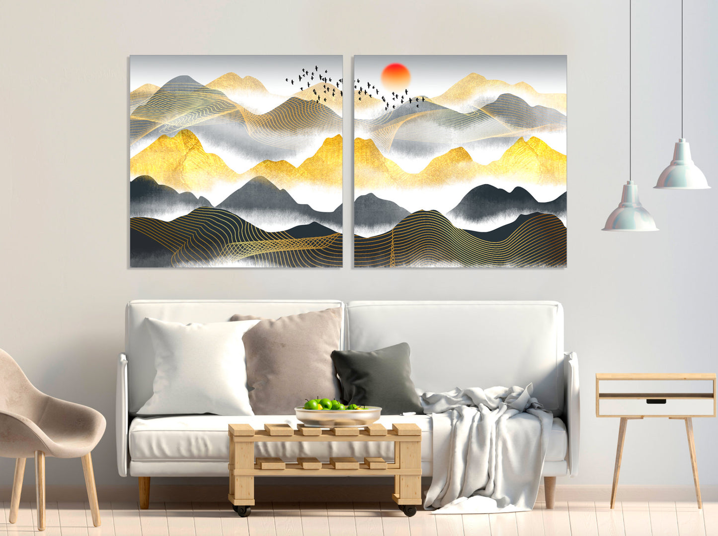 Great smoky mountains wall art Abstract canvas painting Bedroom 3 prints mountains Abstract art print Multi panel canvas wall art