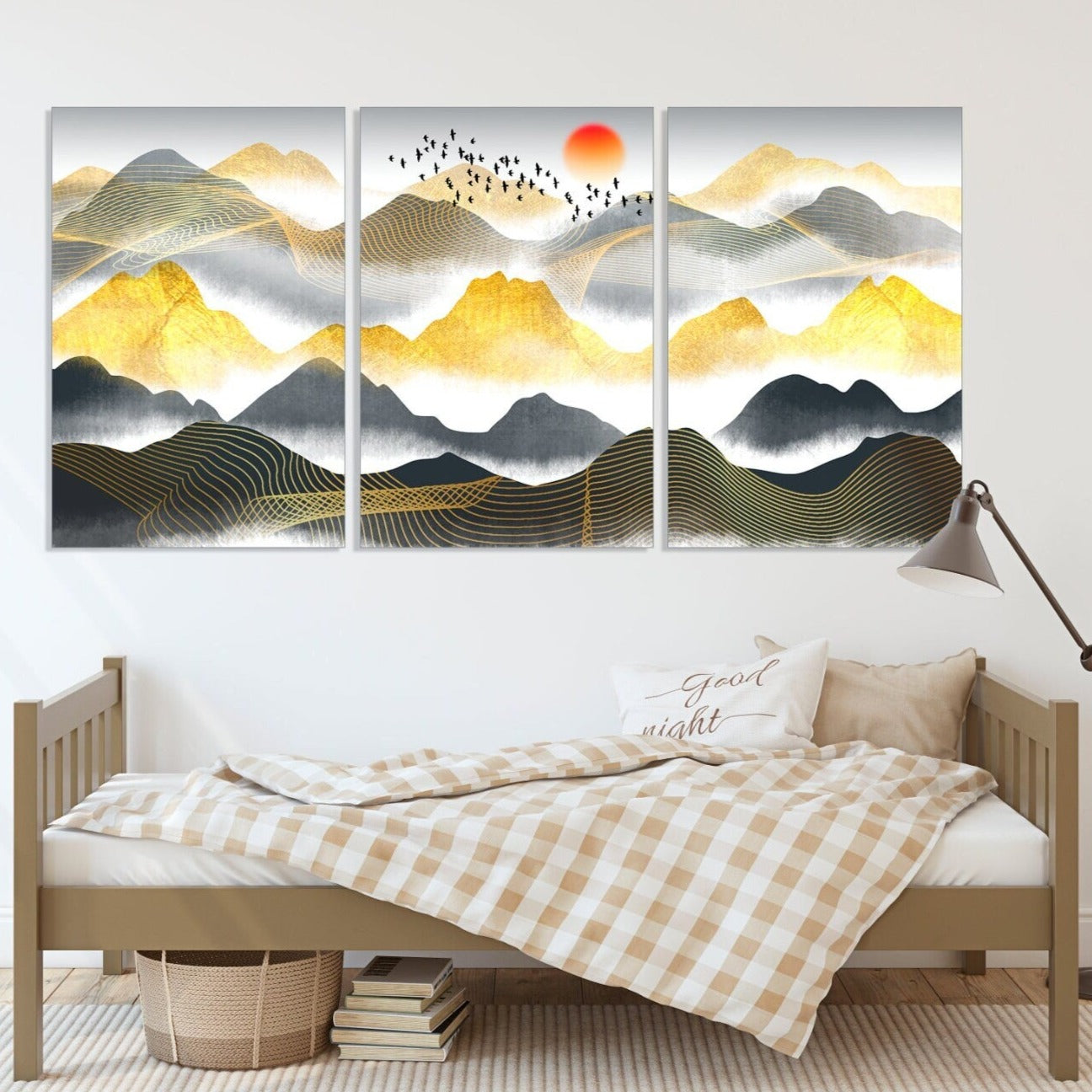 Great smoky mountains wall art Abstract canvas painting Bedroom 3 prints mountains Abstract art print Multi panel canvas wall art