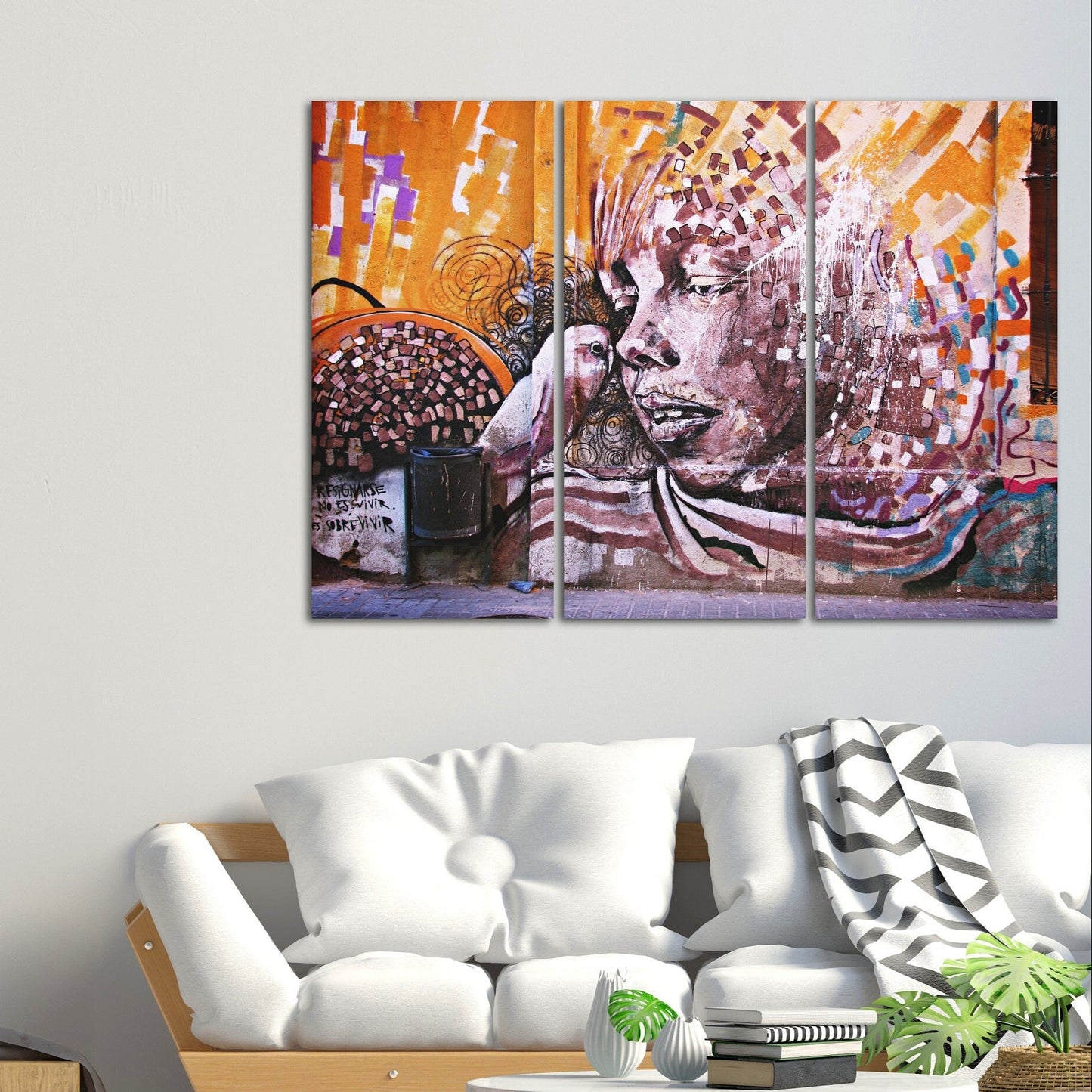 Graffiti black afro woman wall art canvas paintings, trendy african american wall art, graffiti poster, modern multi panel wall art