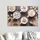 Coffee cup wall art print, kitchen wall coffee decor, extra large wall art, multi panel canvas painting, coffee lover gift