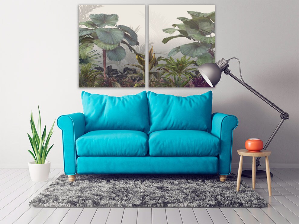 Tropische Blätter Wandkunst Leinwandbild, tropische Wanddekoration, tropisches Poster, florale Leinwand Wandkunst, extra große Wandkunst