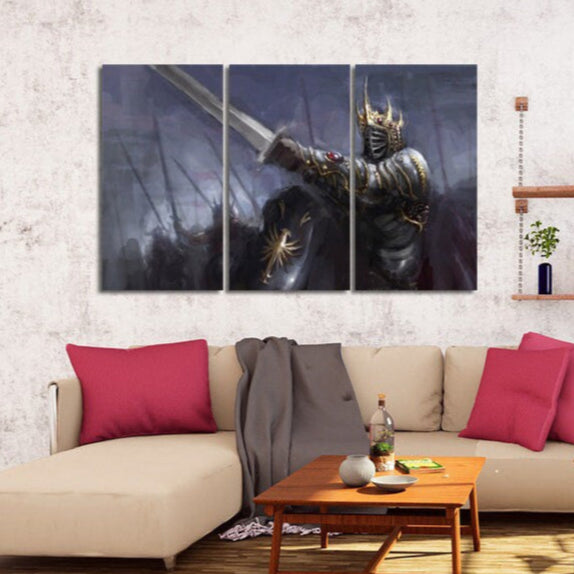 Knight wall art, anime canvas painting, nursery wall decor, sword art, fantasy art print, dark fantasy wall art, knight poster