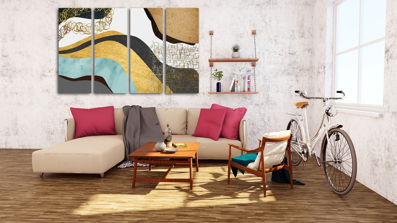 Abstract painting modern extra large canvas wall art, abstract multi panel canvas