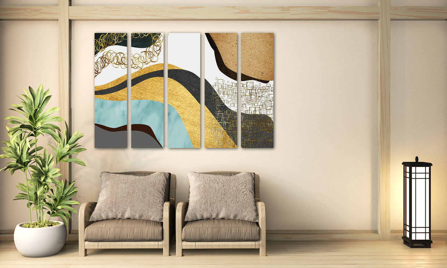 Abstract painting modern extra large canvas wall art, abstract multi panel canvas