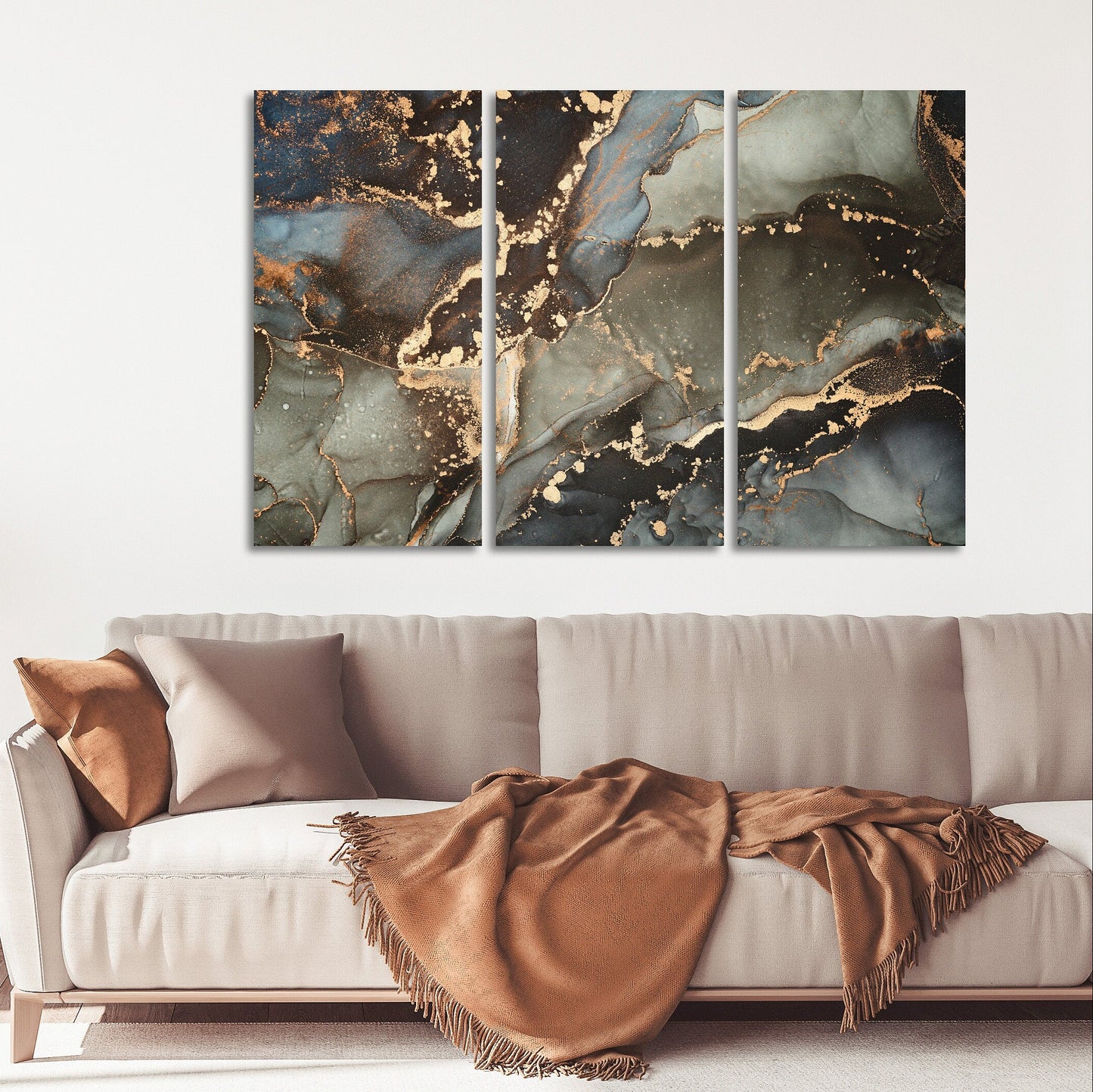Abstrakte Wandkunst in Gold und Schwarz, Marmor-Wanddekor-Leinwand, abstrakte Gemälde, mehrteilige Wandkunst, Marmor-Leinwand