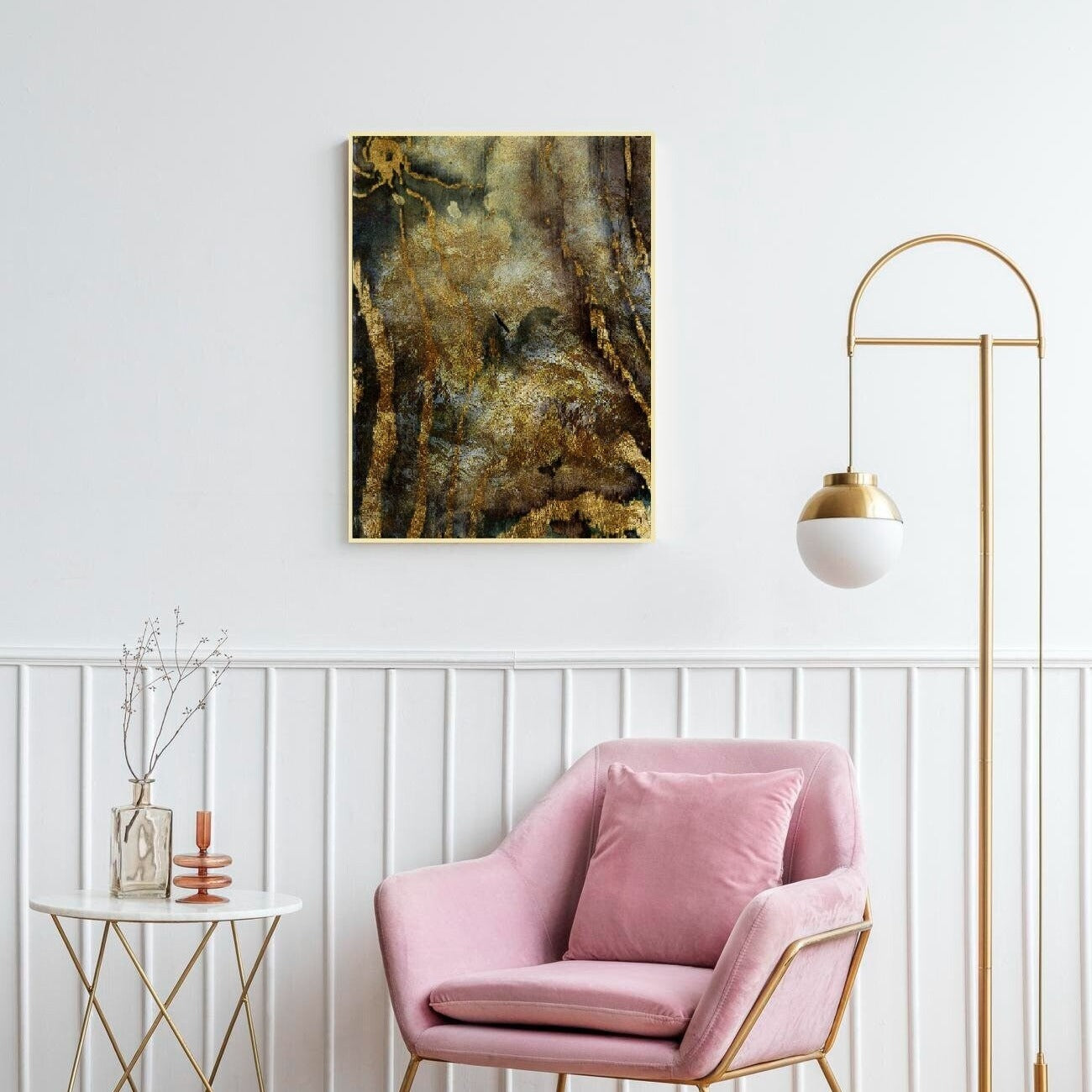 Abstract gold canvas print, extra large wall hanging decor, floater frame abstract wall art, minimalist print artwork in gold brown colors