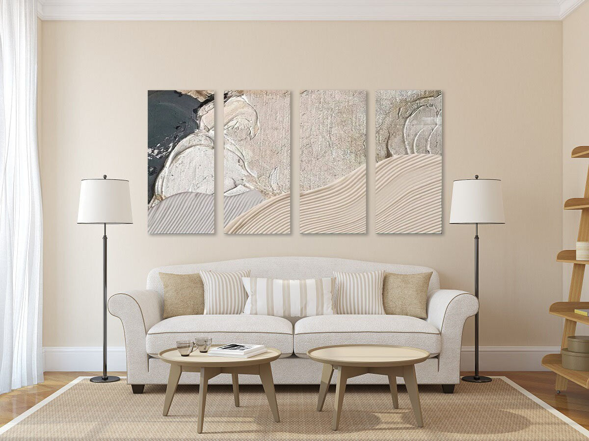 Abstrakter mehrteiliger Leinwanddruck, großes graues 3er-Set Kunstwerke, moderne Wandkunst, konzeptuelles Schlafzimmerkunstwerk, Bild zum Verschenken