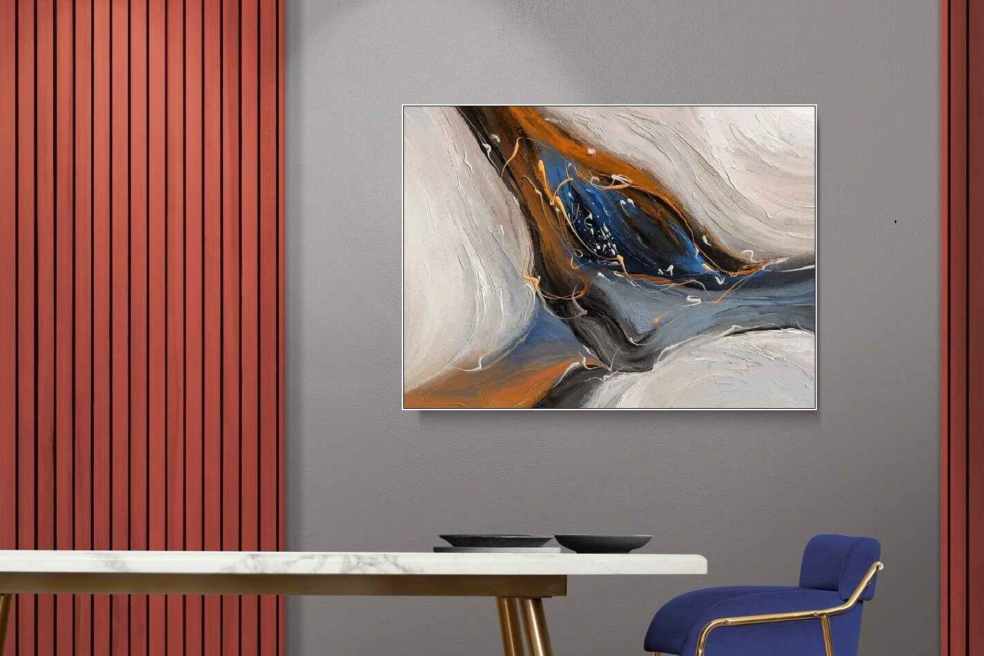 Großes Marmor-Wandbild, abstrakter Leinwanddruck mit schwebendem Rahmen, modernes Wanddekor, druckbares Wohnzimmer-Kunstwerk, Fantasy-Wandkunst