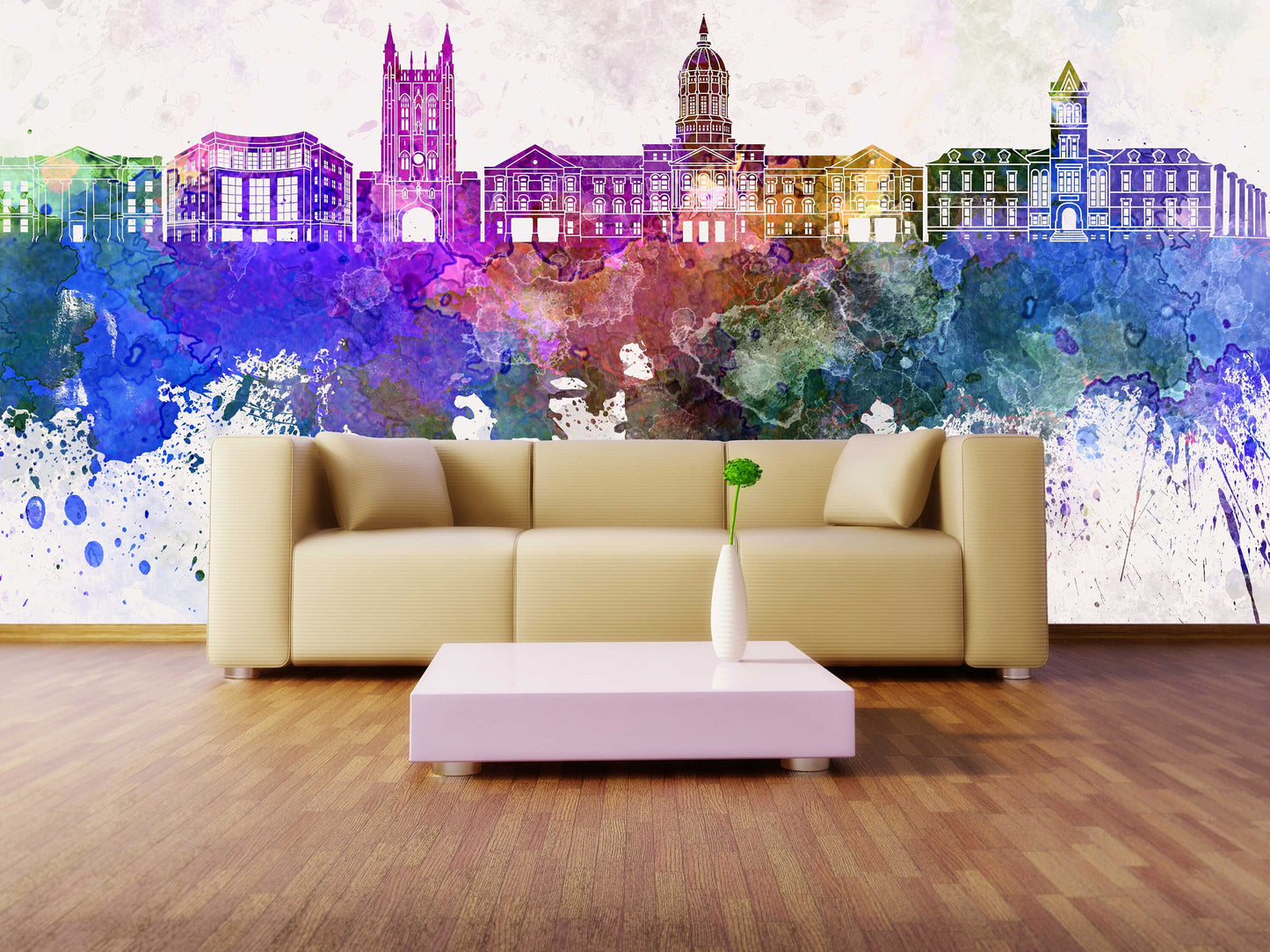 City neon sign City wall art Adhesive wall murals Wall prints Home wall decor Broad city Peel and stick wallpaper