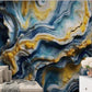 Extra large abstract wallpaper, 3d effect wallpaper mural, blue and yellow wall mural, removable wallpaper, accent wall mural