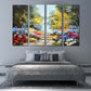 Flower wall decor paintings on canvas, Nature painting, home wall decor, wood wall art, multi panel wall art, landscape painting prints