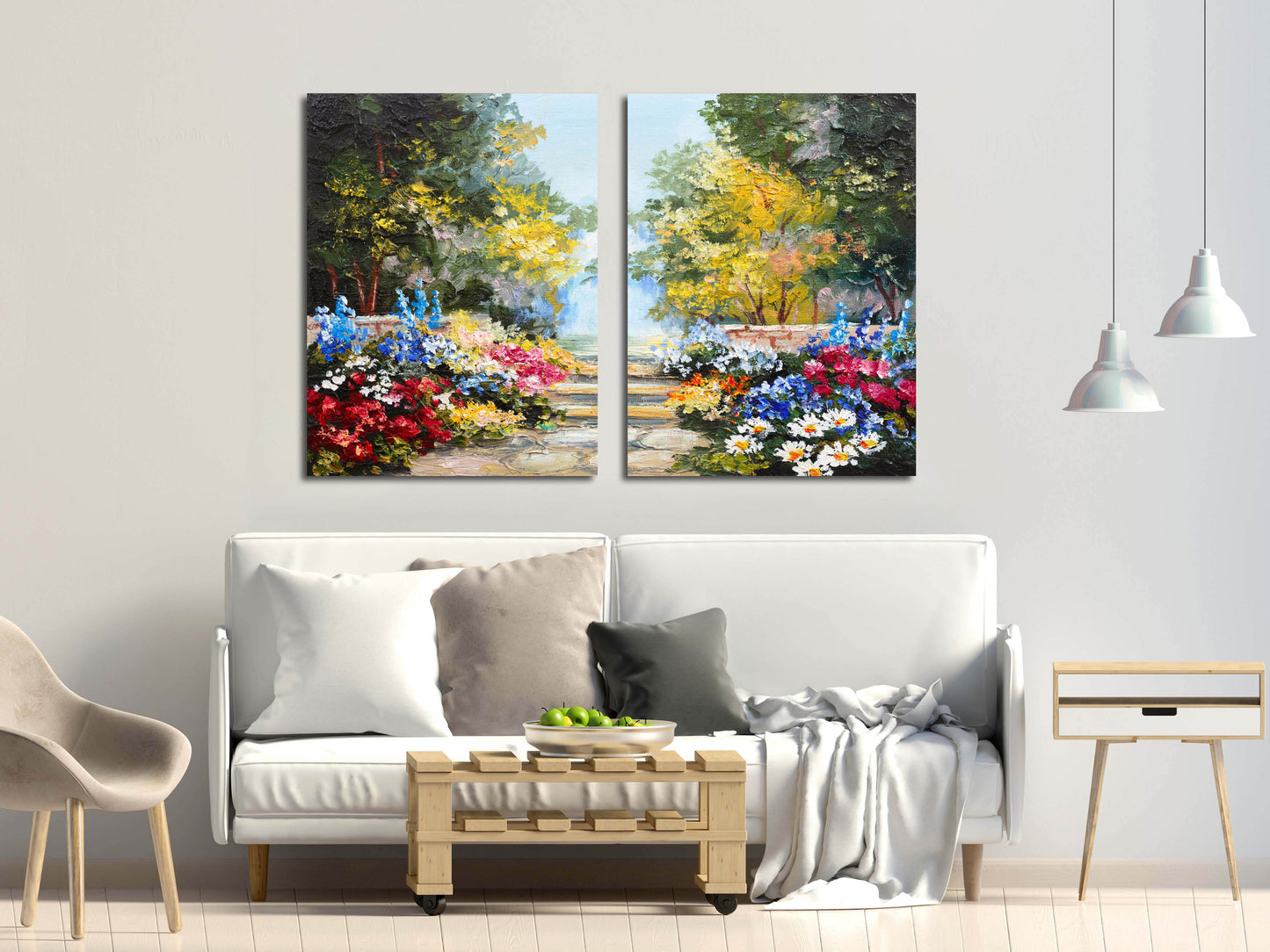 Flower wall decor paintings on canvas, Nature painting, home wall decor, wood wall art, multi panel wall art, landscape painting prints