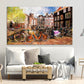 Vintage Wandkunst Gemälde auf Leinwand, Wohndekor, Stadt Multi Panel Wandkunst, Leinwanddruck, trendige Wandkunst, Stadt Straßenkunst Fahrrad Wandkunst