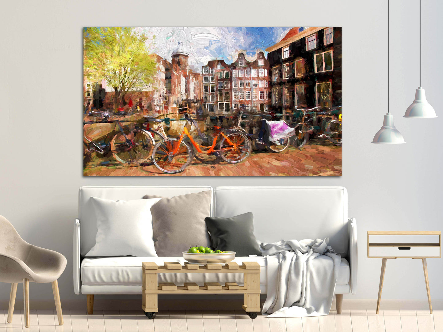 Vintage Wandkunst Gemälde auf Leinwand, Wohndekor, Stadt Multi Panel Wandkunst, Leinwanddruck, trendige Wandkunst, Stadt Straßenkunst Fahrrad Wandkunst