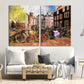 Vintage Wandkunst Gemälde auf Leinwand, Wohndekor, Stadt Multi Panel Wandkunst, Leinwanddruck, trendige Wandkunst, Stadt Straßenkunst Fahrrad Wandkunst