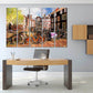 Vintage Wandkunst Gemälde auf Leinwand, Wohndekor, Stadt Multi Panel Wandkunst, Leinwanddruck, trendige Wandkunst, Stadt Straßenkunst Fahrrad Wandkunst