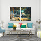 Modern wall art paintings on canvas, Abstract painting,home wall decor, abstract print, Colorful interior of bar and restaurant at night