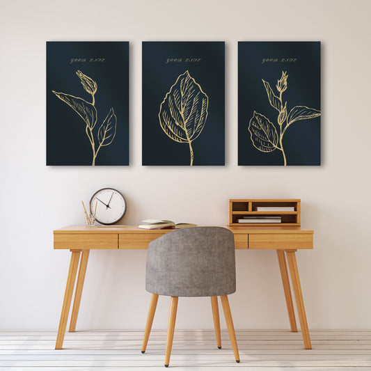 Plant wall art floral paintings decorative gift minimalist art printable wall art flower canvas leaves wall art set of 3 prints