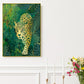 Leopard canvas wall art, animals artwork in floating frame, green hanging wall decor, printable nature wall art, large living room wall art