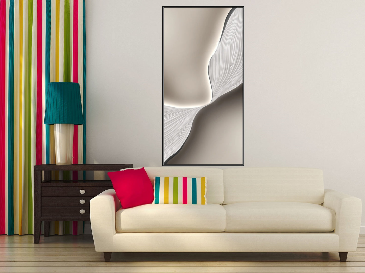 Large abstract wall art, grey floater frame canvas print, contemporary artwork, modern living room wall art, printable framed wall art