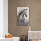 Horse wall art, framed canvas print with animal image, artwork with image of large white horse, vertical art print, gift for horse lovers, living room wall art