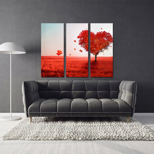 Love wall art paintings on canvas, home wall decor, red heart wall art, valentines day gift, heart wall decor, Red tree wall decor