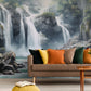 Waterfall wallpaper mural, wallpaper with mountains, peel and stick nature wall mural, self adhesive accent wallpaper, living room wall mural