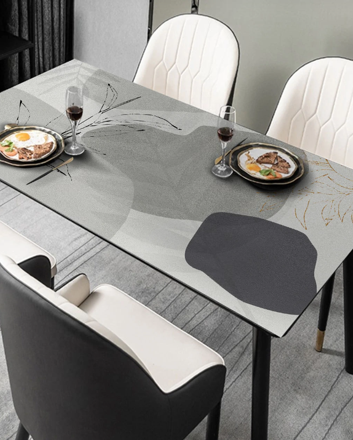 Tischdecke in Lederoptik (PVC), Tischfolie „Gray Abstraction“