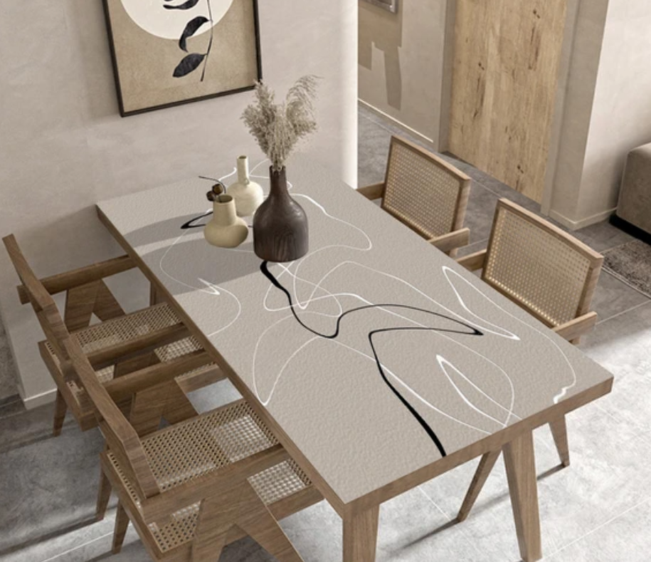 Wasserdichte PVC-Küchentischdecke, Küchenabdeckung mit Lederstruktur "Abstrakt"