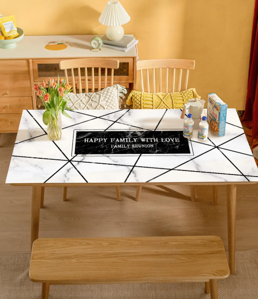 Tischdecke mit Muster für den Küchentisch, Tischauflage für die Küche „Happy Family“