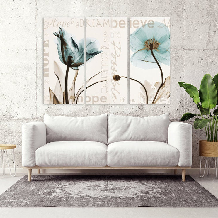 Wall art boho flowers Botanical paintings Flowers wall art paintings on canvas home wall decor canvas painting extra large wall art