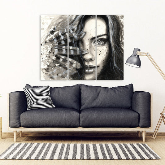 Paintings women faces wall art paintings on canvas, home wall decor, black and white wall art,  black and white prints, canvas painting