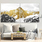 Gold mountains wall art paintings on canvas, wall pictures mountains, nature wall art, home wall decor, mountain art print