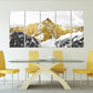 Gold mountains wall art paintings on canvas, wall pictures mountains, nature wall art, home wall decor, mountain art print