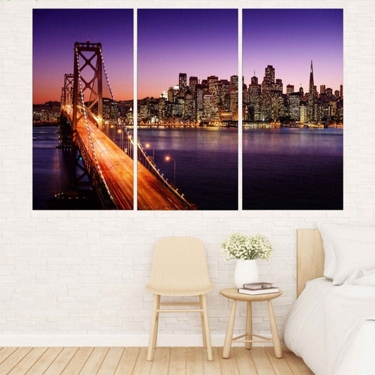 California poster California wall art City wall art paintings on canvas, home wall decor Oakland Bay Bridge San francisco wall art