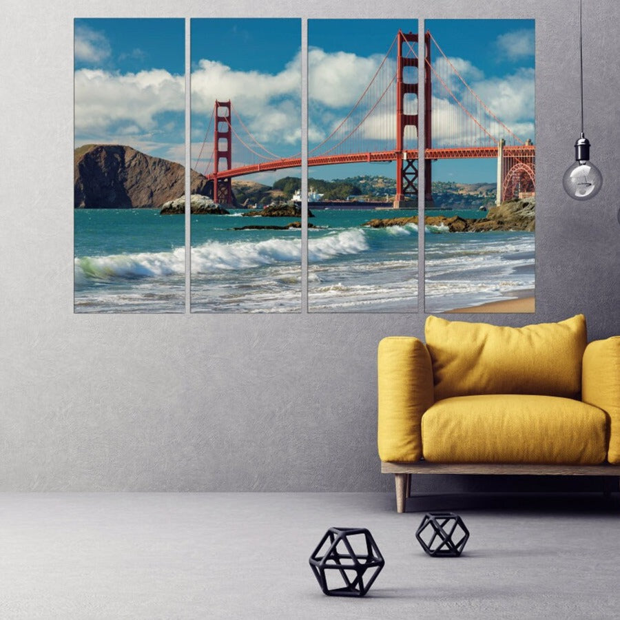 Golden gate bridge print San francisco wall art California wall art home wall decor  Blue sea wall art Sea waves art