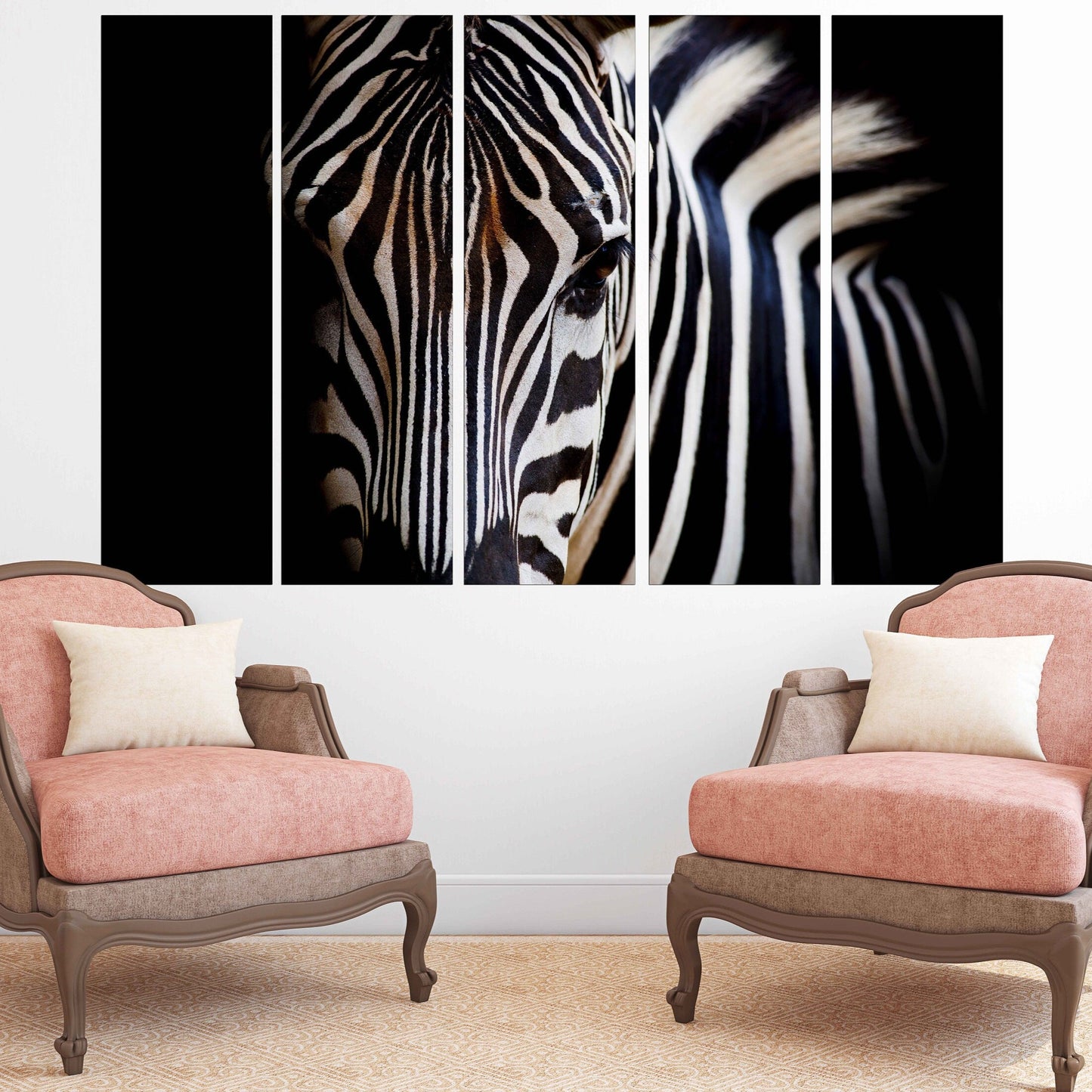 Zebra wall art, Black and white art, wild animal wall art Canvas painting Contemporary art Living room art Extra large wall art