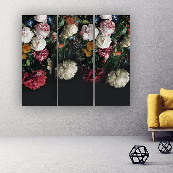 Peony wall art Flowers wall art paintings on canvas, home wall decor, canvas painting 3 piece wall art  5 panel canvas  flowers canvas