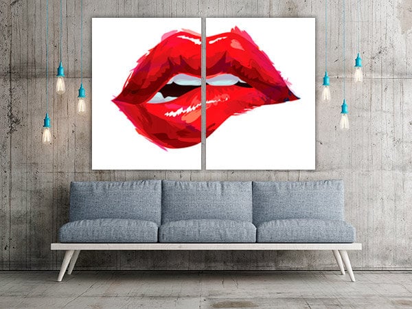 Red lips canvas print Fashion wall art Modern wall decor paintings on canvas very large canvas paintings